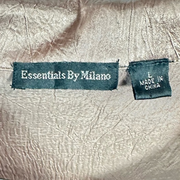 Essentials by Milano metallic gold button down shirt size L - Picture 4 of 9
